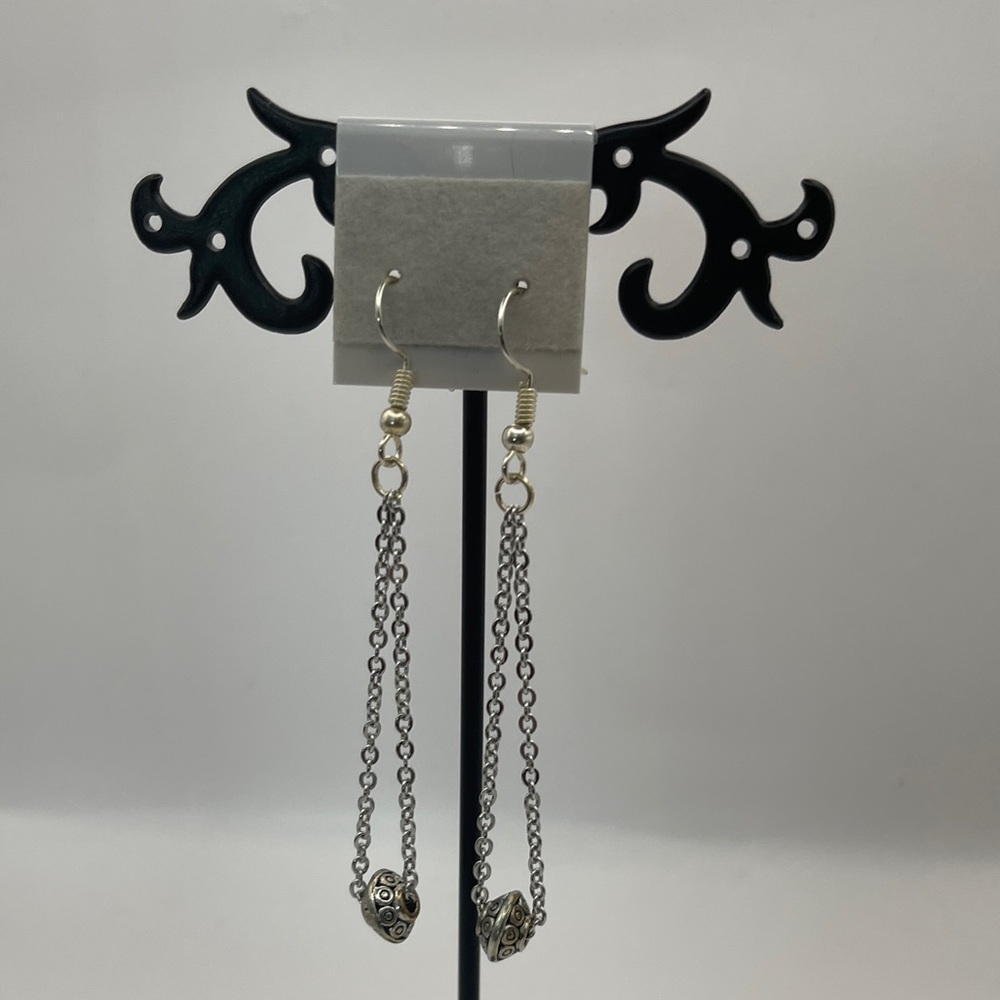 Silver Heart Dangle Earrings